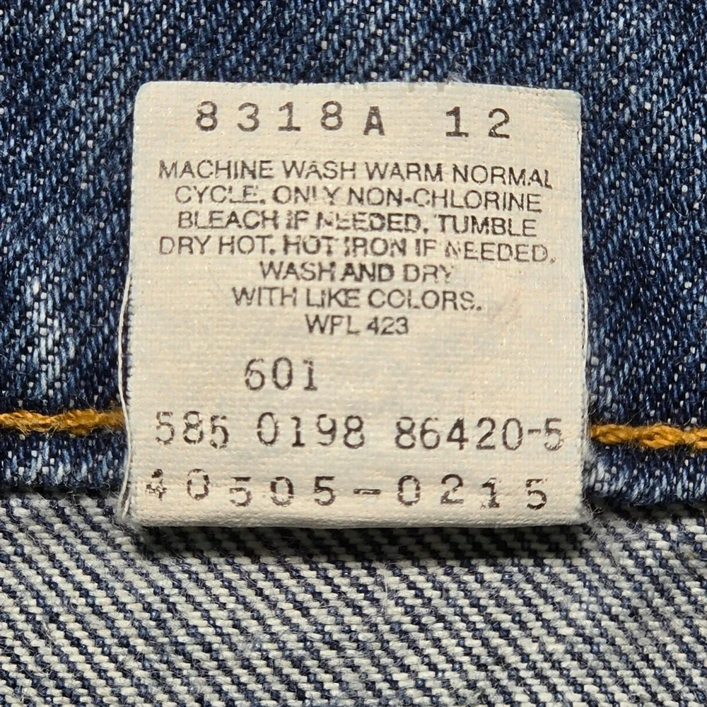 Vintage Orange Tab 505 Regular Straight Jeans Mens 40x32 Blue Levis Made in USA